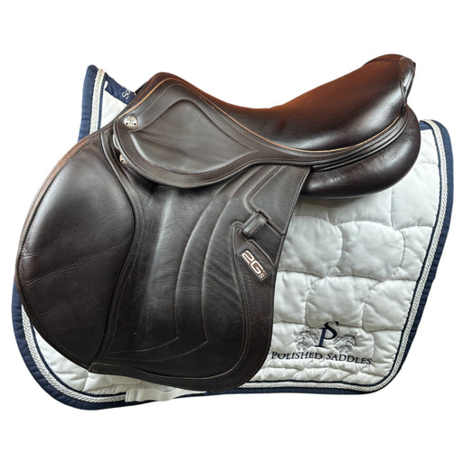 CWD 2GS Mademoiselle jumping saddle in brown leather side profile view
