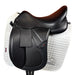 Equipe Bocelli Largo Dressage Saddle in black leather with interchangeable knee blocks and flocked panels