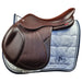 Equipe St Tropez Jumping Saddle in brown leather near side view on Polished Saddles branded saddle cloth