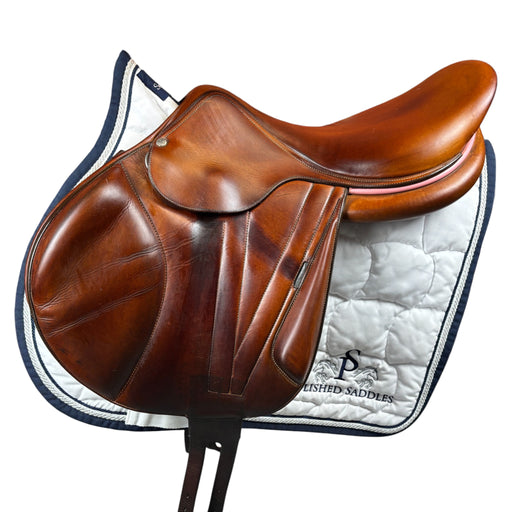 Butet cross country saddle with pink piping side view