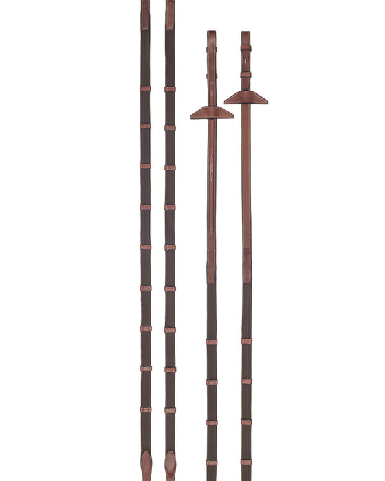 Renaissance cotton reins 4E155 with 9 stoppers and embroidered leather