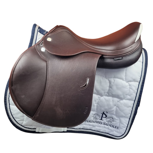 Prestige Paris II Jumping saddle in brown leather with flocked panels and easily adjustable