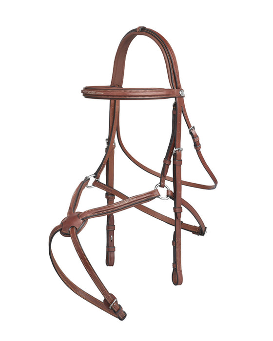 Renaissance Mexican bridle 4E154 in fine European leather with embroidered detail